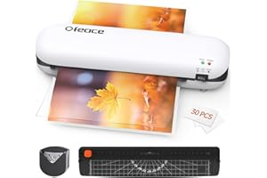 Ofeace Plastifieuse A4, 5 en 1 Machine à Plastifier Chaud et Froid avec 30 Feuilles A4 A5 A6 Pochettes, Arrondisseur d’Angles et Coupe-Papier de Plastification pour Bureau Maison Carte École