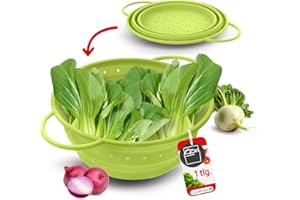 Coolinato – Sieb aus Silikon faltbar 16 cm Grün – Nudelsieb für Pasta, Gemüse & Obst - Küchensieb spülmaschinenfest, BPA-frei, & hitzebeständig bis 230°C - Platzsparendes Abtropfsieb zusammenklappbar