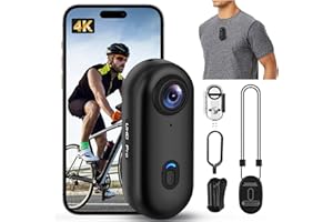 Lottsall Mini Action Cam – 4 K 64 GB fotocamera con impermeabile, 30 m, vivavoce, clip video APP, magnetica, grandangolo 120°, batteria 150 minuti, piccola fotocamera per vlog, viaggi, attività
