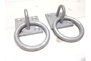 BURNTEC Chain Ring on Plate 50mm x 50mm Pack of 2 (Galvanised) Dog Animal Tether Horse HAY NET TACK TIE UP Stable Ring Hook