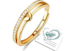 Adramata Ring Silber 925 Damen Verstellbar Herzring Stapeln Daumenring Eheringe Silber 925 Verlobungsring Promise Ring Engagement Ringe Frauen Rosegold Band Ring Gold Silber Ring für Damen Schmuck
