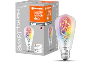 ‎LEDVANCE LEDVANCE Smarte LED-Lampe mit Wifi Technologie, E27, RGB-Farben änderbar, Edisonform, Farbiges Filament als Stimmungslicht, Ersatz für herkömmliche 60W-Glühbirnen, steuerbar mit Alexa, Google & App