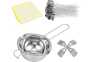CYH - Kit de fabricación de Velas de Cera para Bricolaje, 100 mechas de Cera con Soporte, 100 Pegatinas de Mecha, 2 portamechas de Vela de 3 Agujeros, 1 Vela para Hacer un Bote de fundición