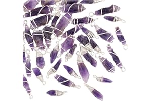 DICOSMETIC 40 Uds 2 Estilos Colgantes de Amatista Natural Colgantes de Piedras Irregulares Amuleto de Piedras Preciosas de Chakra Abalorios de Pepitas En Bruto Abalorios de Piedras