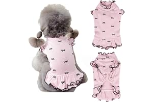 Yoolhamy Ropa para Perros Pequeños, Ropa Chihuahua, Camisetas de Primavera y Verano Pijamas con Lazo Elástico Vestido Transpirable para Shih Tzu Yorkshire, Cachorro Niña