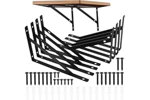 HAOCHEN 8 Piezas Soportes para Estantes de Pared, Escuadra para Estanterías, Soportes Estantes Triangulares de 90 Grados Angular de Montaje en Pared Pesados para Cocina Libros Estante (8 PCS Negro 250X160MM)
