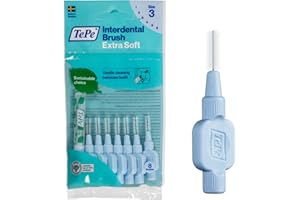 Scovolino TePe, Extra Soft, Blu, 0.6mm/ISO 3, 8pz, rimozione placca, pulizia interdentale efficace, per spazi medi
