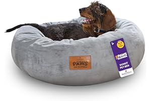 Slumberdown Donut Dog Bed Large (75 cm) - Soft, Supportive & Calming Nest for Puppy, Dogs & Cats | UK-Made, Washable, Non-Slip Base, Plush Cushioning Comfort in Grey