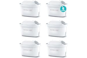 BOSTON TECH Filtros de agua Hydro Pure+ filtrantes compatibles con jarras Brita Maxtra/Maxtra+/PerfectFit/Amazon Basics que reducen la cal y el cloro NO REQUIERE ADAPTADOR (Paquete de 6)
