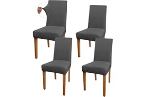 HOTUT Pokrowce na krzesła do jadalni, 4 sztuki Elastyczny pokrowiec na krzesła do jadalni, regulowane pokrowce na krzesła, zdejmowane nadające się do prania, trwałe, uniwersalna narzuta na krzesło