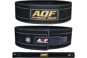 AQF Ceinture Musculation Levier Boucle, Approuvé IPL USPA - 4" Largeur 10mm D'épaisseur Cuir Vache Daim Ceinture De Force, Ceinture Halterophilie Pour Powerlifting & Sport Homme