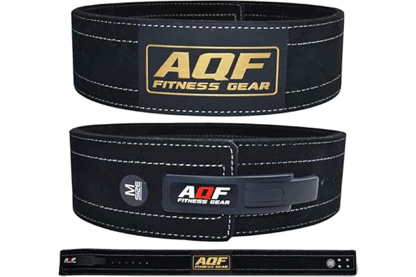 AQF Ceinture Musculation Levier Boucle, Approuvé IPL USPA - 4" Largeur 10mm D'épaisseur Cuir Vache Daim Ceinture De Force, Ceinture Halterophilie Pour Powerlifting & Sport Homme