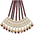 Peora Gold-Plated & White Kundan Pearl Studded & Beaded Jhumar Passa Jewellery
