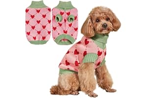 EASTLION Sweter dla psa, sweter z golfem z dzianiny, ciepły płaszcz zimowy dla psów, szczeniąt i kotów (XS, różowy)