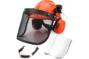 COL-PARY Casco de Seguridad Forestal Industrial, Casco de Motosierra 6 en 1 con Protector Facial de Malla y Orejeras, Casco de desbrozadora