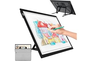IODOO LED Tavoletta Luminosa A3 Dimmerabile, Ricaricabile Tavola Luminosa Disegno Lavagna Luminosa per Pittura Diamante, Disegno, Pittura, Schizzi, Animazione, con Borsa Trasporto