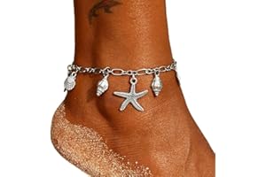 Clataly Turchese Braccialetti Della Cavigliera Multistrato Butterfly Cavigliere Shell Pearl Cavigliera Accessori Estivi Beach Foot Gioielli per le Donne Ragazze (Cavigliera di stelle marine)