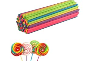 LIERFIS 100 Pezzi Bastoncini per Cake Pops, 15 cm Bastoncini per Lecca Cottura, Bastoncini di Carta per Cakepop, Caramelle Arcobaleno, Cioccolato, Multicolore
