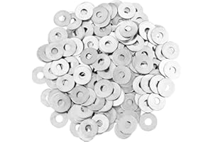 HXMJIED 200 arandelas M5, arandelas planas de 5 x 15 mm, arandelas planas de reparación, arandelas de metal grandes, arandelas cromadas redondas lisas, arandelas de acero inoxidable, para tornillos y pernos