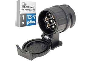 valonic Adaptateur de remorque de 13 Broches vers 7 Broches - Noir - pour Voiture, remorque, attelage, Caravane