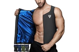 RDX Men's Sauna Vest Heat Trapping Sweat Waist Trainer - REACH OEKO TEX 100 Certified Body Shaper - Trimmer Hot Corset Compression Slimming Zipper Pullover - Adults Kids Gym Workout Fitness Tank Top