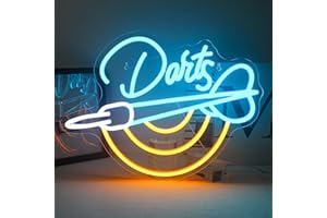 Horseneon Cartel de neón para dardos, barra de dardos, cartel de neón para pared, cartel de neón para sala de juegos, pub, hogar, bar, club, cueva de hombre, decoración de fiesta