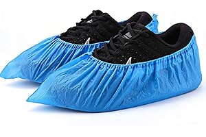 AGP ADVANCED GLOBAL PRODUCTIONS 100 Disposable Shoe Covers Blue Anti Slip Plastic Cleaning Overshoes Boot Safety