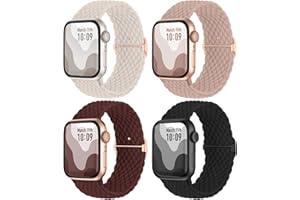 Suitisbest Pasek kompatybilny z Apple Watch 41 mm, 40 mm, 38 mm, 45 mm, 44 mm, 42 mm, 49 mm, pleciony, nylonowy pasek zamienny do iWatch SE, 9, 8, 7, 6, 5, 4, 3 Ultra, dla kobiet i mężczyzn, 4 sztuki