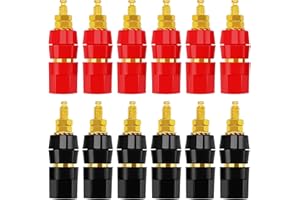 KUOQIY KUOQI 12 Pezzi 4mm Presa a Banana, Connettore a Spina Altoparlante Binding Post, Adattatore Jack a Banana, Nero e Rosso