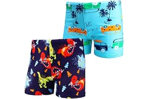 NautySaurs 2er-Pack Jungen Badehose 1–10 Jahre Kinder Bademode Dinosaurier Hai Shorts