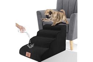 Zvonema Escalier imperméable pour chien - Escalier portable pour chien - Avec housse lavable - Amovible - Pour canapé et lit - 4 niveaux