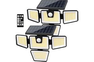 AmeriTop Lumières Solaires Extérieur, Pack de 2 Lumières LED à Détecteur de Mouvement Solaire Haute Luminosité Sans Fil, 4 Têtes Réglables, Étanche IP65, Applique Murale LED de Sécurité