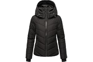 MARIKOO Damen Winterjacke warme Steppjacke mit abnehmbarer Kapuze Samuiaa XVI XS-3XL
