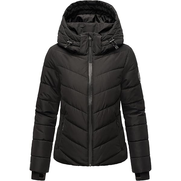 MARIKOO Winterjas voor dames (XS-3XL) - met capuchon, gevoerde buitenzakken, ventilatiesleuven - N113, zwart, S