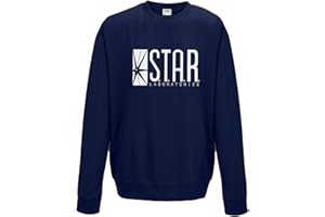 AMBRAT Men's Adult Black Themed Sweatshirt - The Flash S.T.A.R. Labs Jumper Top - One Size (UK)
