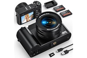 AASONIDA Digital Camera, 4K 64MP Digital Camera for Photography Vlogging Selfie Cameras with 32G Memory Card, 2.8" Screen, Anti-shake, Autofocus, Flash Light,16X Digital Zoom
