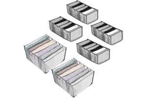 ANSHUKE 6 pojemników do przechowywania ubrań z siatki, składana szafa na ubrania, system porządkowania, pudełka do przechowywania, pudełka do szuflady, organizer na bieliznę, skarpetki, biustonosze i krawaty