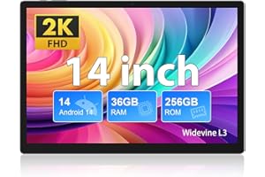 FASTWD Tablet 14 Pulgadas Android 14 Tablet,2025 Newest Tableta 5G WiFi（sin Soporte SIM）,11580mAh y 20W,36GB RAM+256GB ROM/2000 * 1200 incell FHD/Widevine L3/Face ID/BT 5.0/TÜV/GMS/Gris