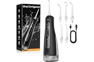 POCHRUS Jet Dentaire Hydropulseur Portable DIY, Hydropulseurs et Irrigateurs 5 Modes et 3 Intensités, Réservoir 300ML et Base Amovible, USB Chargé, Étanche IPX7, Sans BPA, Silencieux