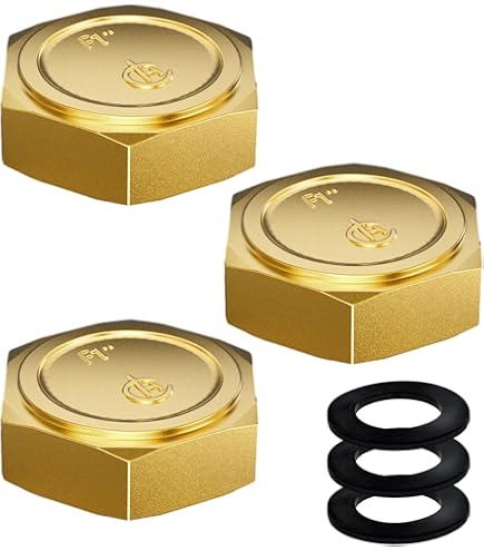 Set 12 Tappi In Ottone Per Tubi - 1/8, 1/4, 3/8, 1/2, 3/4 Pollice, Con Guarnizioni, Per Giardino E Casa - Foto 4