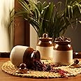 Lyallpur Stores Ceramic Jar, Multipurpose Storage Container Combo Pack Of 3 "Achar Barni 250Ml" Handmade Ceramic Pickle Jar Set With Lid, Cookie Jar, Dining Table & Kitchen Storage