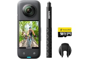 Insta360 X3 Kit Vlog - Action Cam 360 impermeabile con sensore da 1/2", foto 360 da 72MP, video 360 5.7K, stabilizzazione, touch screen 2,29", vibrazione, editing IA, live streaming, webcam