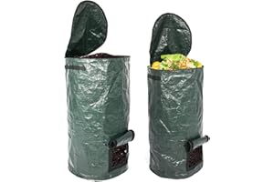 INNOLITES Organic 2 Pack 15 Gallon / 34 Gallon Garden Compost Bins Environmental Reusable Pe Waste Disposal Compost Bags for Kitchen Garden Yard