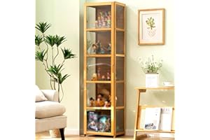 Hynbdes Double Door Acrylic Display Cabinet, Living Room Display Cabinet, Hard Texture, Sealed and Dustproof, Used in Various Scenes (5 layers brown 42*33*161 three sides transparent)