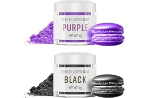 WWTOP Essbarer Glitzer Set 2 Farben - Schwarz und Lila Glitzerpulver für Getränke, Geschmacklos Essbare Glitzerpulver, Glitzer für Liköre, Cocktails, Champagner, Torten, Pralinen, Dessertdekorationen (2x4g)