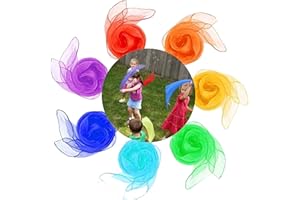 7 farbige Probuk-Tücher 45x45cm - Gymnastik-Set für Kinder, Jonglieren, Tanzen, Kindergarten, Kindershow und Aktivitäten aus Chiffon
