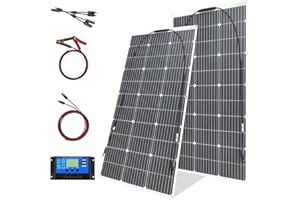 YINGGUANG Solar Panel Module Flexible 200W 2pcs 100Watt 18V Flexible Solar Panel Kit 20A Controller, for Charging 12V Batteries Mobile Homes, caravans, Boats, Roofs（200）
