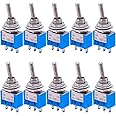 SANZEZ COOLive 12pcs SPDT Mini Toggle Switch 3-Pin 2 Position ON/ON Miniature Toggle Switch 6A 125V AC Toggle Switch MTS-102