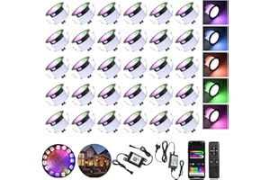 GEYUEYA HOME WIFI luci a LED RGBWW da incasso per esterni,Impermeabile IP67 Faretti LED da Incasso Ø31MM 12V 0.6W Compatibili con Alexa/Google Home Luci Da Incasso per terrazza cucina giardino Patio(30 Pcs)