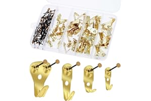 JJUNW 120 sztuk metalowych wieszaków na zdjęcia z gwoździami, 4 rozmiary, zestaw haczyków do przybijania, uniwersalny zestaw do zawieszenia obrazów, do ramy, lustra, obrazu, mocowania obrazów (kolor